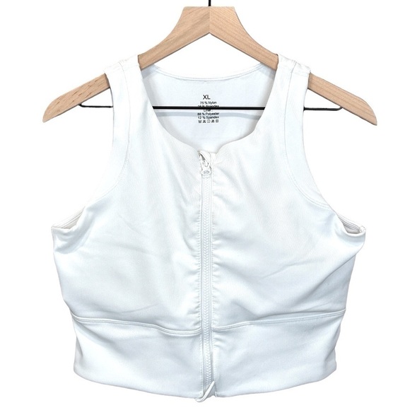 Ajisai Sports Bra Women’s High Neck Front Zipper White Size-XL NWT 2/$27🌞 - Picture 1 of 6